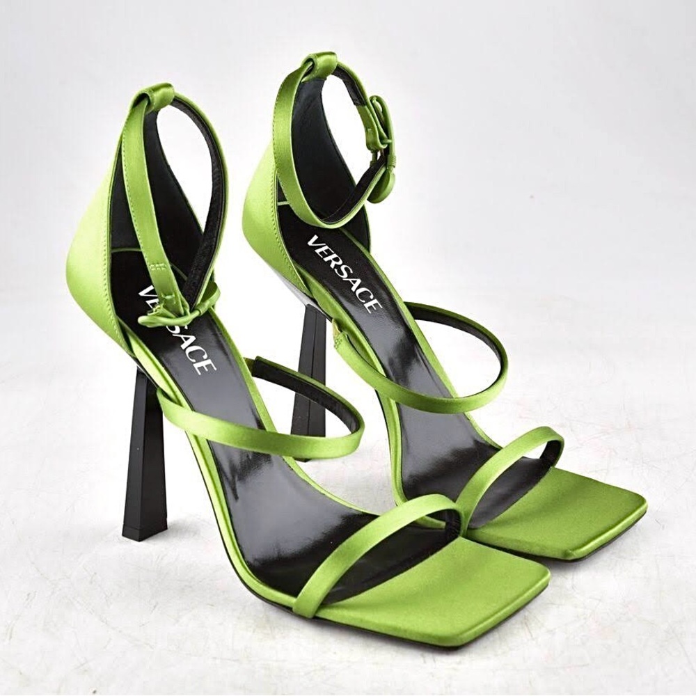Versace Lime Green Strappy Heels Size 6
